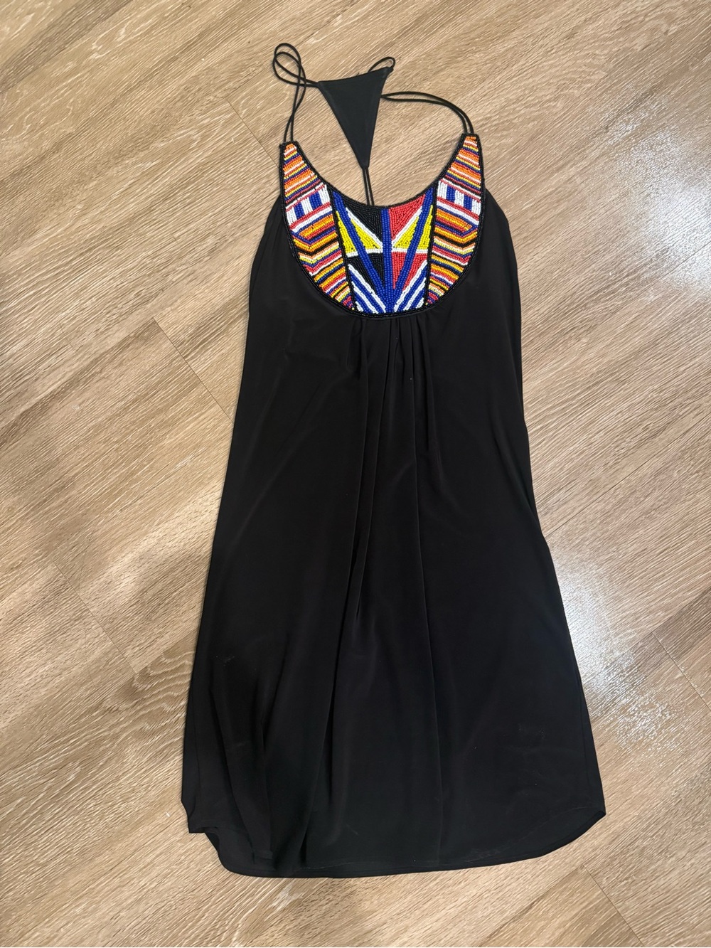 Black Dress with Colorful Beaded Yoke